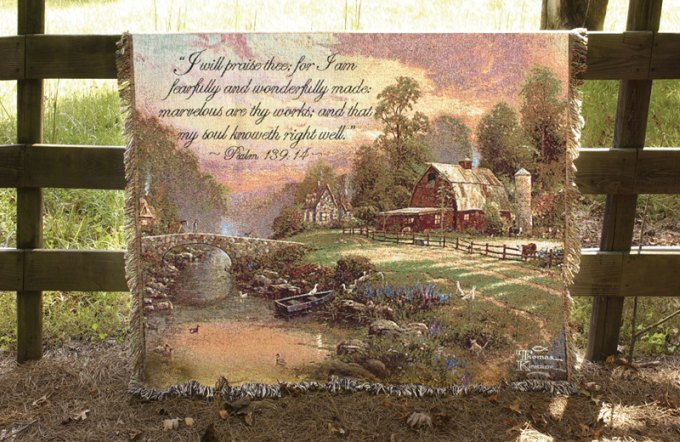 Sunset at Riverbend Farm Tapestry Throw w/verse